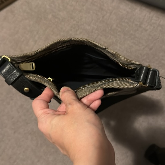 Fossil Purse Preston Canvas Expandable Zipper Geo Pattern Crossbody GUC - Picture 7 of 9